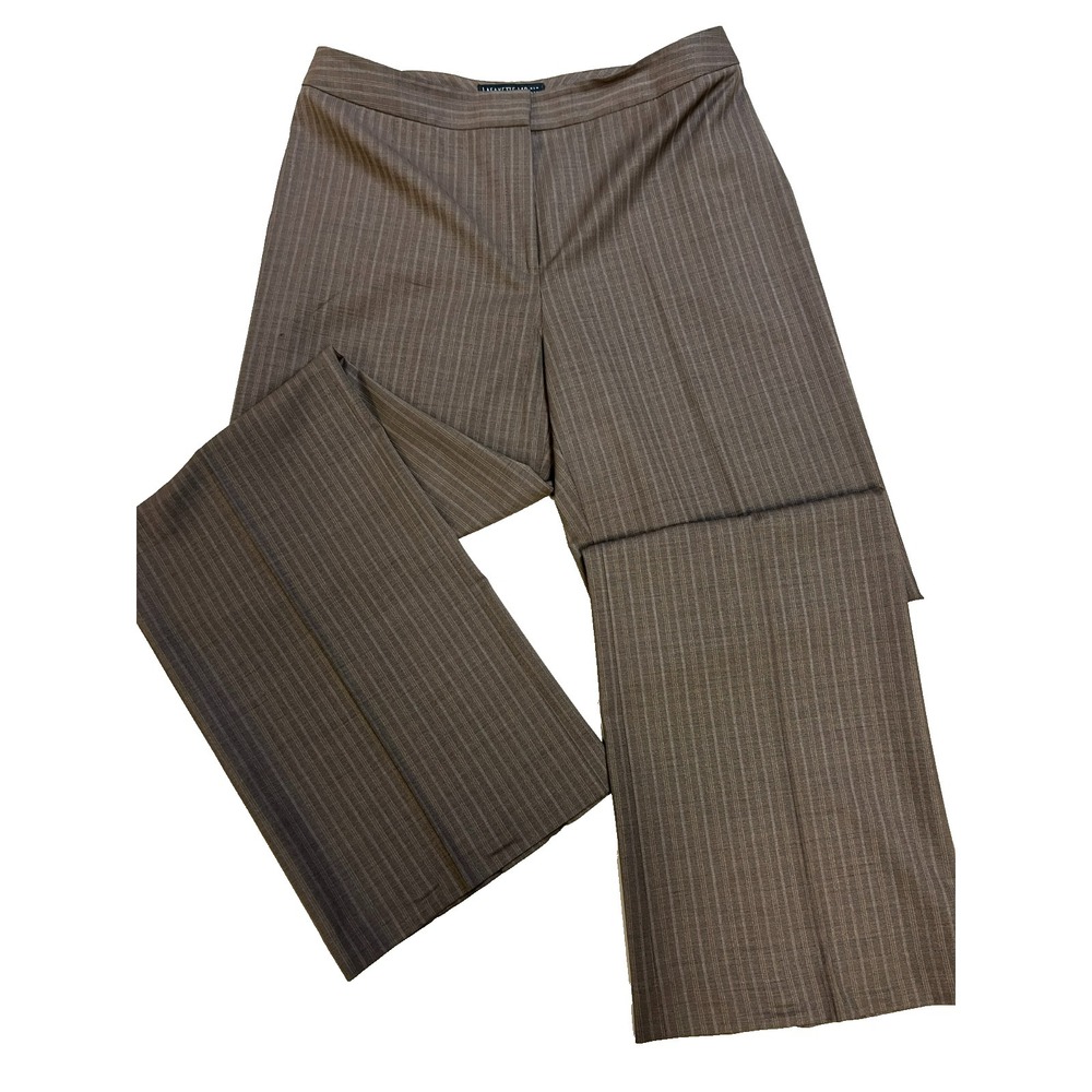 Lafayette 148 New York Brown Pinstripe Trouser Straight Leg Front Closure 12